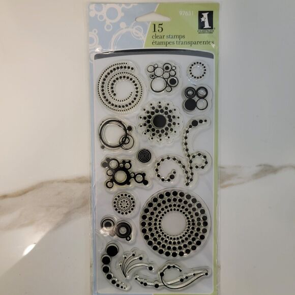 Inkadinkado CIRCLES AND DOTS #97631 Clear Cling Stamps Set of 15 NEW - Picture 1 of 5